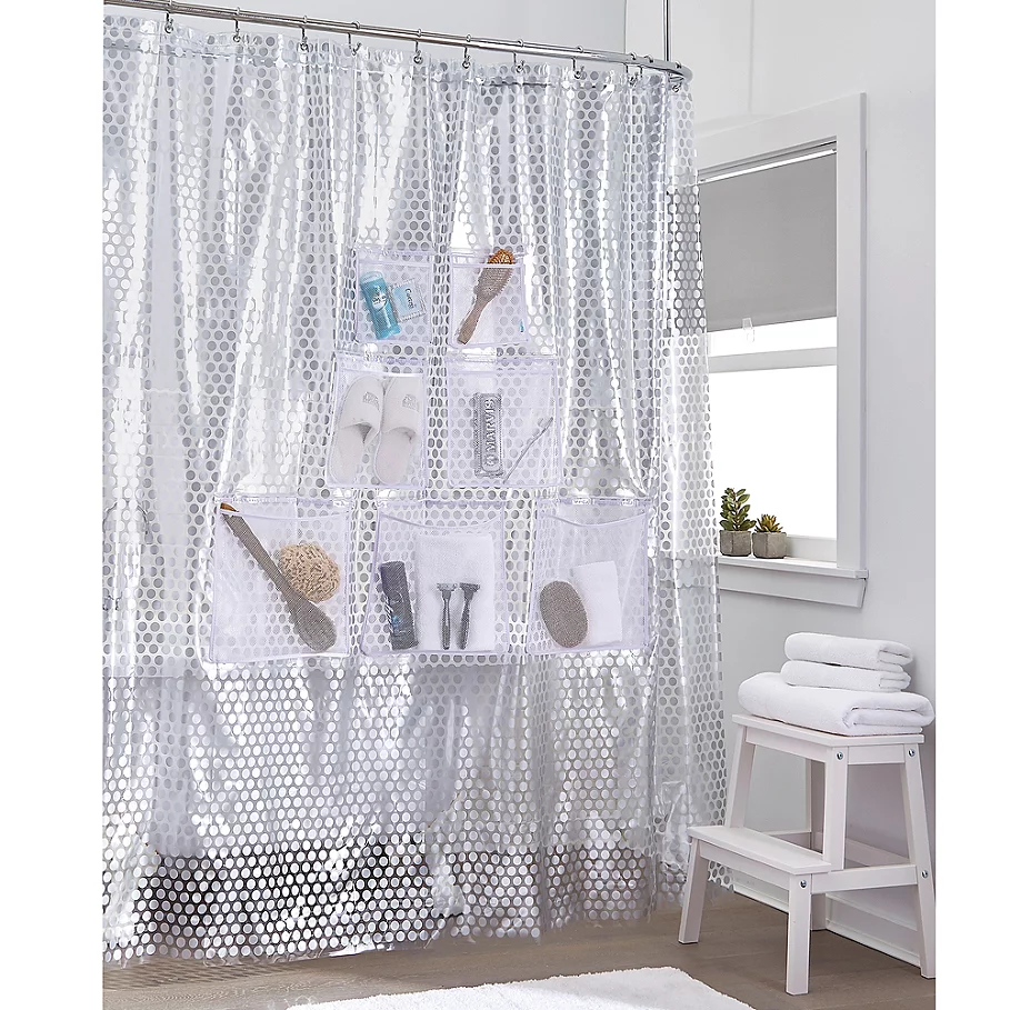 Stuffits Vinyl Shower Curtain with Mesh Pockets