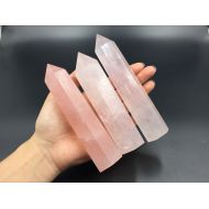 /StunningGem 4.75-5.5 Large Rose Quartz Crystal Tower Standing Point Pink Crystal Obelisk Wand Meditation Healing Reiki Crystal Grid Generator Decor