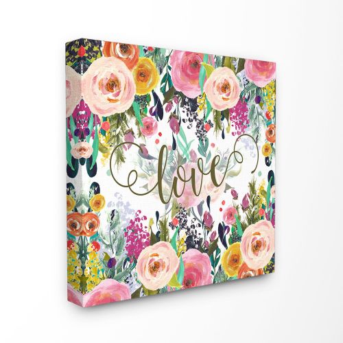  The Stupell Home Decor Collection Elegant Love Floral Stretched Canvas Wall Art, 17 x 1.5 x 17