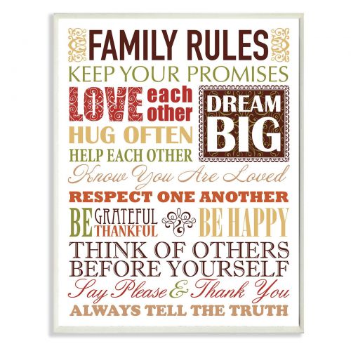  The Stupell Home Decor Collection Family Rules Wall Plaque