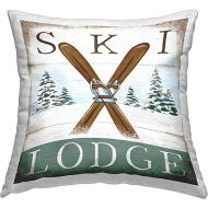 Stupell Industries Vintage Ski Lodge Outdoor Printed Throw Pillow, 18 x 18, Brown