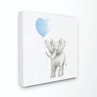 Stupell Industries Baby Elephant Blue Balloon Linen Look Stretched Canvas Wall Art, Proudly Made in USA