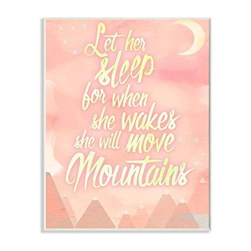  Stupell Industries Stupell Home Decor Let Her Sleep Pink Water Color Mountains Wall Plaque Art, 10 x 0.5 x 15, Proudly Made in USA