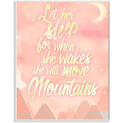  Stupell Industries Stupell Home Decor Let Her Sleep Pink Water Color Mountains Wall Plaque Art, 10 x 0.5 x 15, Proudly Made in USA