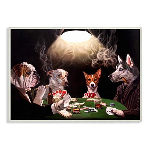  Stupell Industries Dog Poker Funny Pet Painting Wall Plaque, 10 x 15, Design by Artist Lucia Heffernan