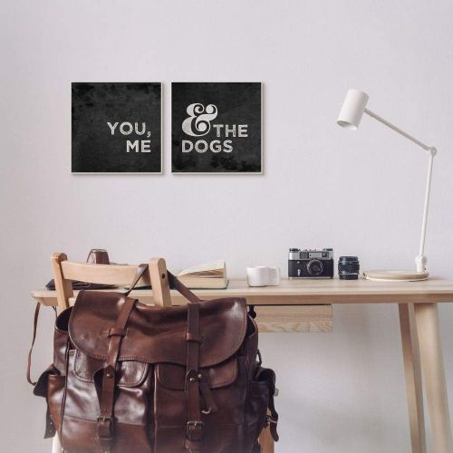  Stupell Industries You Me and The Dogs Quote Family Pet Black White, Designed by Gigi Louise Wall Art, 2pc, Each 24 x 24, Canvas