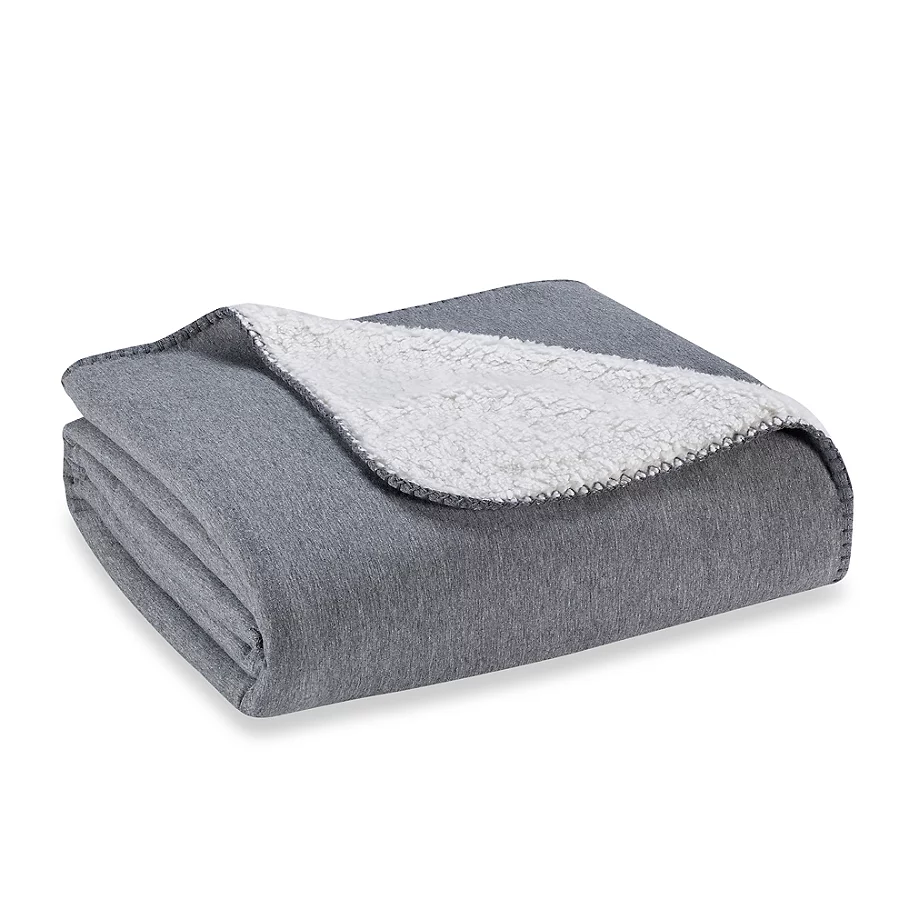 /Style Co-op Jersey Sherpa Throw Blanket in Dark Grey