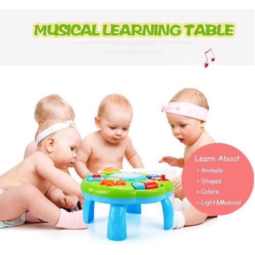  Style-Carry Learning Activity Table Baby Toys - Toddlers Educational Musical Desk Toys Piano Pat Drum Light Up Baby Infants (Green)