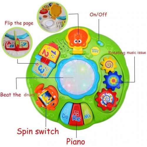  Style-Carry Learning Activity Table Baby Toys - Toddlers Educational Musical Desk Toys Piano Pat Drum Light Up Baby Infants (Green)