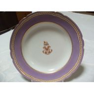 /StyleJunkieAntiques Cabinet Plate Antique Old Paris French Soup Plate With Monogram Armorial Crest Scalloped Lavender Border Display Circa 1800s 8 Plus Inches