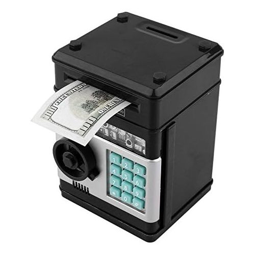  [아마존베스트]Stylebeauty Electronic Password Piggy Bank Cash Coin Can Money Locker Auto Insert Bills Safe Box Password ATM Bank Saver Birthday Gifts for Kids ( BLACK )