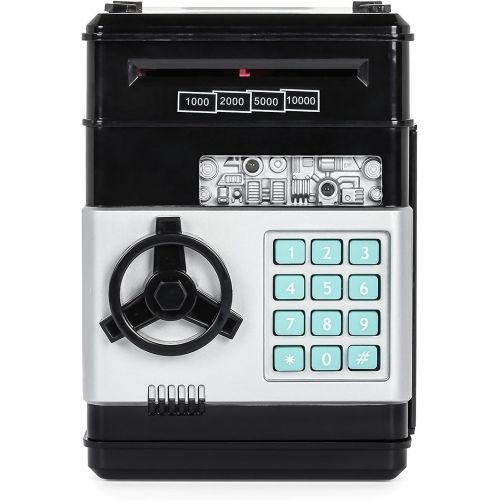  [아마존베스트]Stylebeauty Electronic Password Piggy Bank Cash Coin Can Money Locker Auto Insert Bills Safe Box Password ATM Bank Saver Birthday Gifts for Kids ( BLACK )