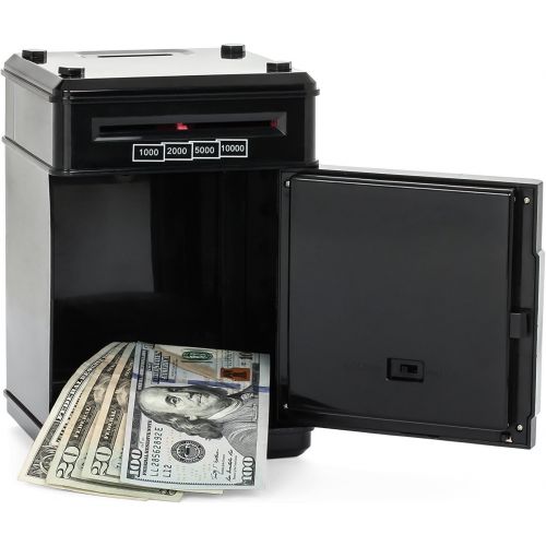  [아마존베스트]Stylebeauty Electronic Password Piggy Bank Cash Coin Can Money Locker Auto Insert Bills Safe Box Password ATM Bank Saver Birthday Gifts for Kids ( BLACK )