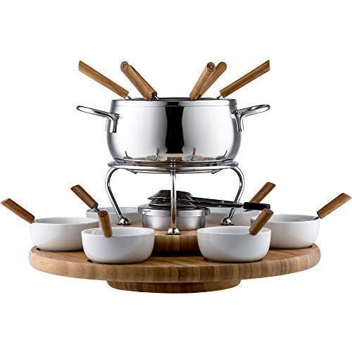  [아마존베스트]Stylen Cook Alexa Fondue Set Induction, Stainless Steel/Wood, 18 cm