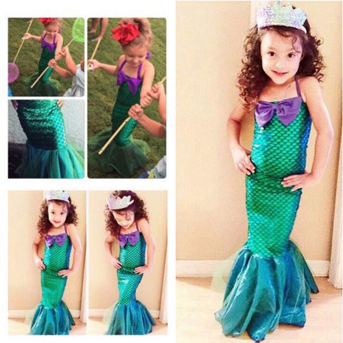  Styles I Love Kid Girls Lovely Princess Mermaid Tail Dress Birthday Party Halloween Costume Outfit