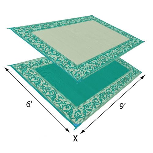  Stylish Camping RD4 Classical Mat Green/Beige Reversible 6-Feet x 9-Feet