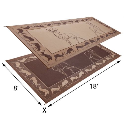  Stylish Camping PE1 Black/Brown/Beige 8-Feet x 18-Feet Deer Mat