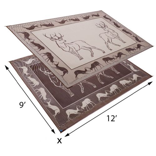  Stylish Camping PA1 Black/Brown/Beige 9-Feet x 12-Feet Deer Mat