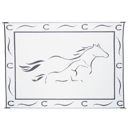  Stylish Camping GH8111 Black/White 8-Feet x11-Feet Galloping Horses Mat