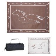 Stylish Camping GH8117 Brown/White 8-Feet x 11-Feet Galloping Horses Mat