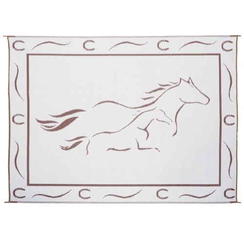  Stylish Camping GH8117 Brown/White 8-Feet x 11-Feet Galloping Horses Mat