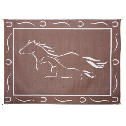  Stylish Camping GH8117 Brown/White 8-Feet x 11-Feet Galloping Horses Mat