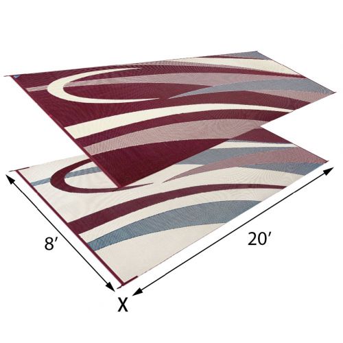  Stylish Camping GC5 Burgundy/Black 8-Feet x 20-Feet Graphic Reversible Mat