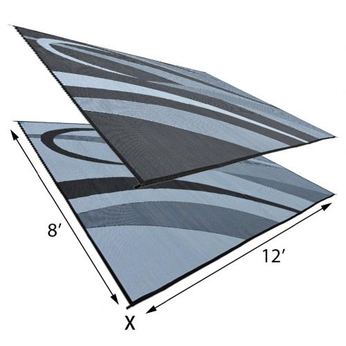  Stylish Camping GA1 8-Feet X 12-Feet Black or Silver Graphic Mat