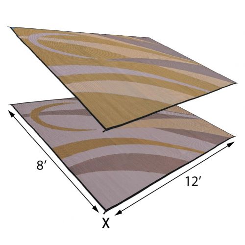  Stylish Camping Mings Mark GA7 8-Feet x 12-Feet Brown/Gold Reversible Graphic Mat