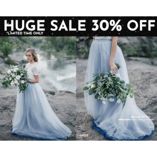  StylishBrideAccs Dusty Blue & Indigo Ombre Wedding Tulle Skirt, Ombre Blue Tulle Skirt Bridal Dress, Rustic 2019 Engagement Ombre Skirt