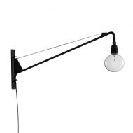 SuSuo SUSUO Lighting Open Bulb Style Swing Wall Lamp with 24 inches Black Swing Arm,Unique Plug-in Sconces Wall Lighting