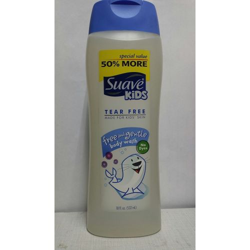  Suave Kids Free & Gentle Body Wash, No Dyes, 18 Ounce (Pack of 6)