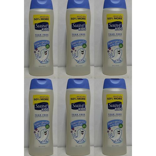  Suave Kids Free & Gentle Body Wash, No Dyes, 18 Ounce (Pack of 6)