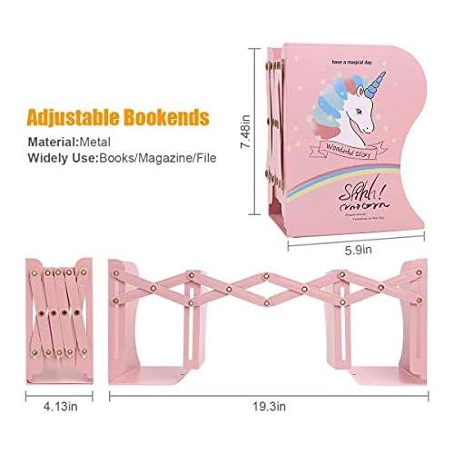  [아마존베스트]SubClap Adjustable Bookends Metal Book Racks for Kids, Expandable Cartoon Student Book Ends for Heavy Book, Book Holder Hold Books, Magazines, Cookbooks, Desktop Organizer for Room