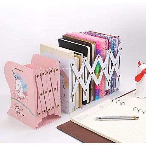  [아마존베스트]SubClap Adjustable Bookends Metal Book Racks for Kids, Expandable Cartoon Student Book Ends for Heavy Book, Book Holder Hold Books, Magazines, Cookbooks, Desktop Organizer for Room