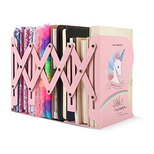  [아마존베스트]SubClap Adjustable Bookends Metal Book Racks for Kids, Expandable Cartoon Student Book Ends for Heavy Book, Book Holder Hold Books, Magazines, Cookbooks, Desktop Organizer for Room