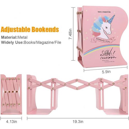  [아마존베스트]SubClap Adjustable Bookends Metal Book Racks for Kids, Expandable Cartoon Student Book Ends for Heavy Book, Book Holder Hold Books, Magazines, Cookbooks, Desktop Organizer for Room