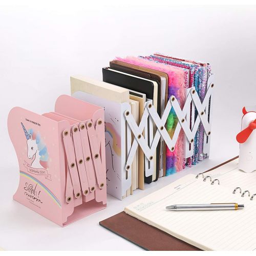  [아마존베스트]SubClap Adjustable Bookends Metal Book Racks for Kids, Expandable Cartoon Student Book Ends for Heavy Book, Book Holder Hold Books, Magazines, Cookbooks, Desktop Organizer for Room