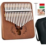 [아마존베스트]Submarine Kalimba 17 Keys Thumb Piano African Instrument with Learning Instructions, Tuning Hammer, Shockproof Storage Bag, Acacia Wood, Christmas Decoration Red for Children Adults Beginner