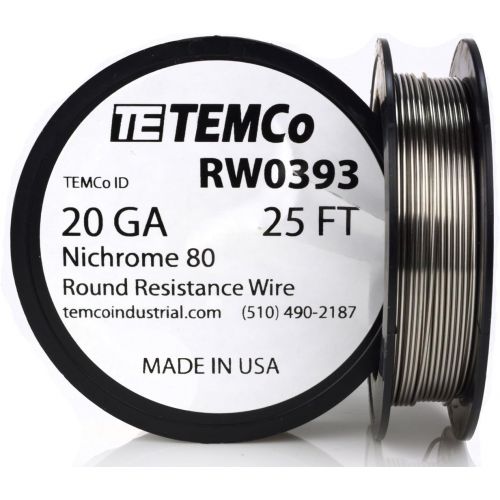  Temco TEMCo Nichrome 80 series wire 20 Gauge 25 FT Resistance AWG ga