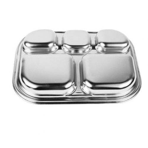  Sucompany Stainless Steel Divided Tray Divided Dinner Snack Plate Kids Baby Plate Diet Plate Diet Food Control Tray 5sections Set (247x183x36mm 3pack)