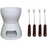 [아마존베스트]Sucute Ceramic Chocolate Fondue Set with Fork Tea Light Porcelain Melting Pot