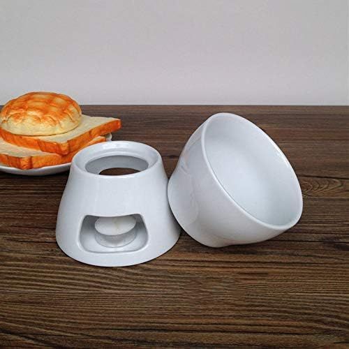  [아마존베스트]Sucute Ceramic Chocolate Fondue Set with Fork Tea Light Porcelain Melting Pot