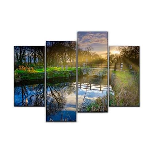  Sudoiseau Wall Art Painting Winter Sun on The Bridge at The Sea Lock on The Titchfield Sea Canal Pictures Canvas Prints Poster Oil Paintings Landscape Paint Modern Home Decor Artwo