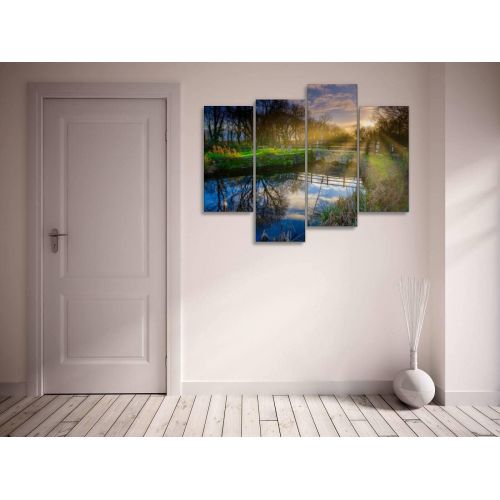  Sudoiseau Wall Art Painting Winter Sun on The Bridge at The Sea Lock on The Titchfield Sea Canal Pictures Canvas Prints Poster Oil Paintings Landscape Paint Modern Home Decor Artwo