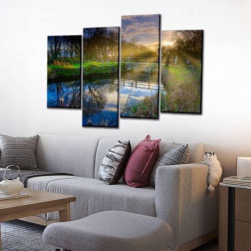  Sudoiseau Wall Art Painting Winter Sun on The Bridge at The Sea Lock on The Titchfield Sea Canal Pictures Canvas Prints Poster Oil Paintings Landscape Paint Modern Home Decor Artwo