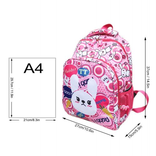  Suerico Kids School Backpack Animal School Bookbag 14.5 Backpack for 6-9 Year Old Girl Boy (Rabbit-1)