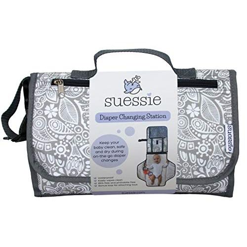  [아마존베스트]Suessie Portable Diaper Changing Pad - Changing Pad Organizer for Travel - Waterproof Change Mat with Clutch - Baby Travel Changing Kit with Bonus Loop for Toys - BPA Free Changing Station