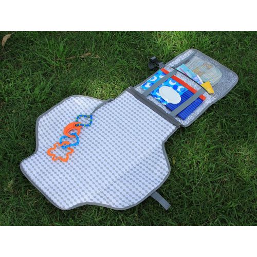  [아마존베스트]Suessie Portable Diaper Changing Pad - Changing Pad Organizer for Travel - Waterproof Change Mat with Clutch - Baby Travel Changing Kit with Bonus Loop for Toys - BPA Free Changing Station