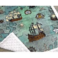 SugarDoodleBoutique Nautical Baby Blanket - Pirate Baby Blanket - Pirate Map Blanket - Baby Blanket - Pirate Blanket - Nautical Blanket - Minky Baby Blanket